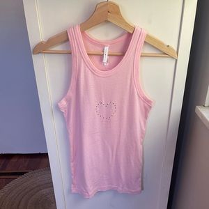NWT Tommy Hilfiger Intimates Pink Racerback Tank-top with Silver Heart Stud Y2K